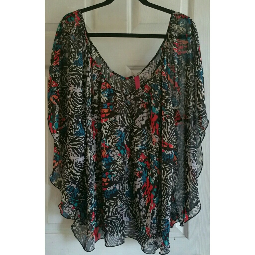 Pure Energy - Black w/Colorful Print Blouse